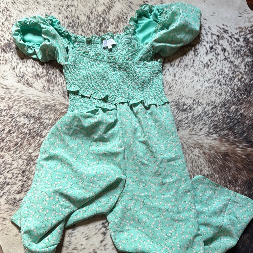 Mint Green Floral jumpsuit